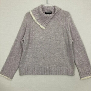 New Norton McNaughton Light Purple Fur Trim Soft Cozy Pullover Sweater Large